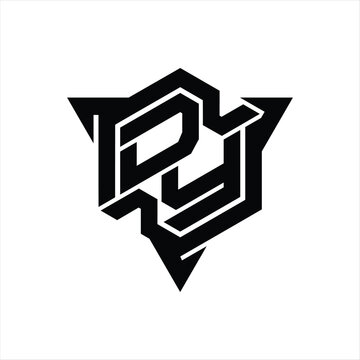 recommend clip art: DY Logo monogram hexagon shape with triangle outline gaming style design