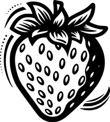 Strawberry | Black and White Vector illustration