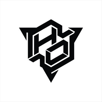 recommend clip art: HO Logo monogram hexagon shape with triangle outline gaming style design