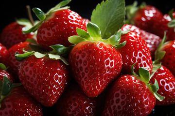 Fresh Red Strawberries background, Empty copy space