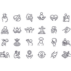 Mental Wellness, Self-Care And Mental Health Icons vector design