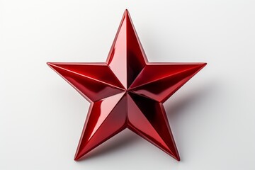 A red star on a light backdrop. Merry christmas and happy new year concept