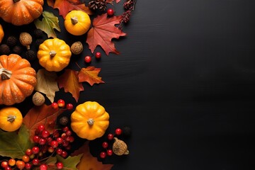 Happy Thanksgiving. Thanksgiving pumpkins and Autumn leaves. Thanksgiving Food Party. Thanksgiving Concept.Thanksgiving Background. Thanksgiving Theme. Generative Ai