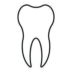 black vector line icon of tooth, tooth isolated on white