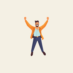 man jumping out of happiness, vector illustration