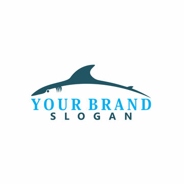 Shark Logo Vector Design Template, Silhouette Shark Logo, Illustration Stock Vector