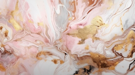 Abstract watercolor background with gold flowers. Generative AI