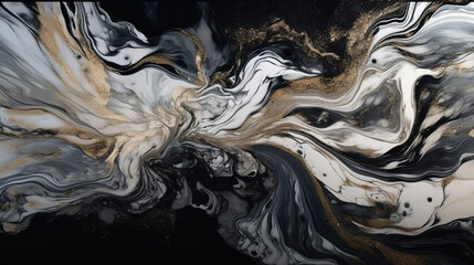 Gold and black luxury marble effect background. Generative AI
