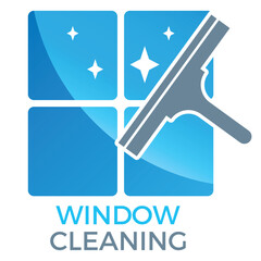 Fesnterreinigung, Reinigungsdienst - Fensterabzieher, Fensterwischer - Logo, Eblem, Icon