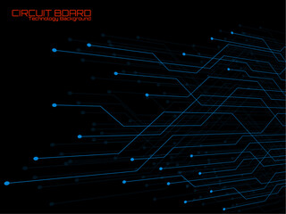 High-tech background with glowing circuit board, neon technology design. Vector illustration