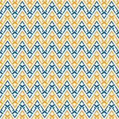 Ethnic seamless pattern. Freehand horizontal zigzag chevron stripes print. Boho chic design background. Indigenous, tribal style wallpaper. Brush strokes, handdrawn geometric ornament