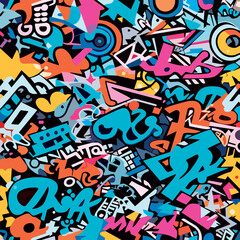 Vector abstract graffiti drawing of geometric shapes and abstract letters. Energetic art for design. EPS-10