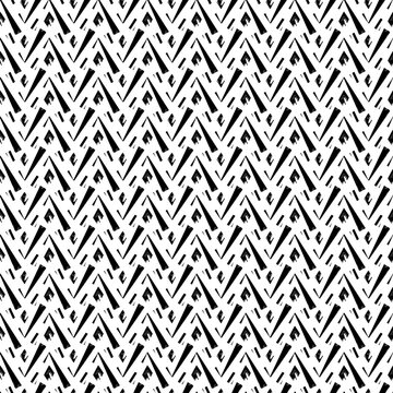 Brush Strokes Horizontal Zigzag Stripes Print. Freehand Chevron Lines Seamless Pattern. Hand Drawn Background. Simple Classic Geometric Ornament. Trendy Grunge Design