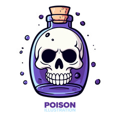 Vector Graphic Marvel: Poison Flask with Skull Cartoon Doodle for Logo, Icon, Design, Poster & Flyer