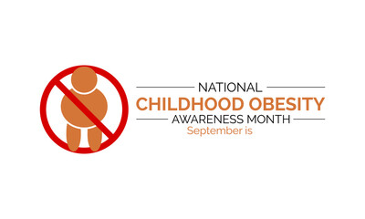 National Childhood Obesity Awareness Month vector banner template. Health care concept of cholesterol, care, obesity prevention vector illustration idea.