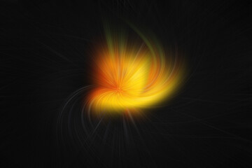 Illustration, with yellow-orange and green