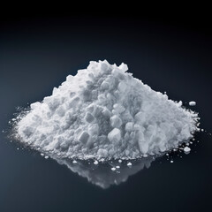 A pile of unidentified white powder on a table surface