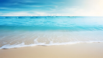 Fototapeta na wymiar Beautiful blue ocean water with white foam edge