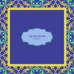 Frame with floral ornament. Template for your design. Square frame with can be used for backgrounds, motifs, textile, wallpapers, fabrics, gift wrapping, templates. Vector