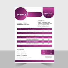 a bundle of 1 templates of different colors a4 Invoice  template, modern businessInvoice template, 
abstract business invoice and creative design, IT company invoice and editable vector template
