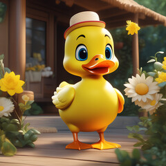 duck with flower