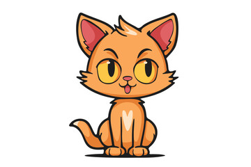 Cute cat clipart, vector illustration. Cartoon kitten icon and logo. Fun kitty sticker, design element, trendy print image.