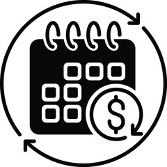 monthly subscription auto-renewal icon calendar vector