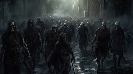 Fototapeta premium army of undead apocalypse horror monster