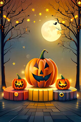 Free vector Festive Halloween celebration party poster template with jack-o'-lanterns, costumes, and spooky decorations
