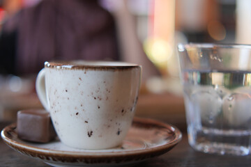a cup of turkish coffee on table 