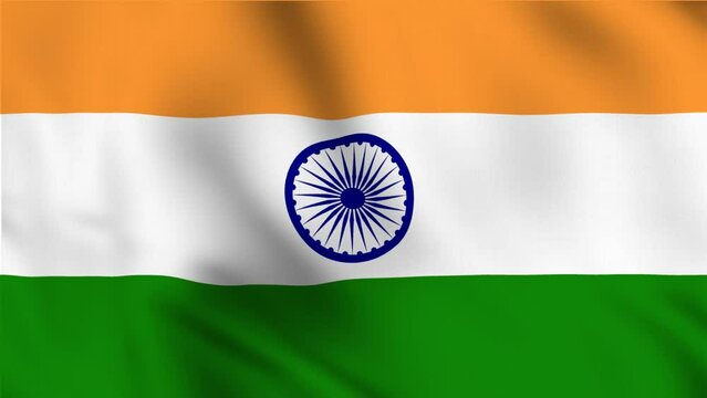 India national flag video. 3D Indian flag waving seamless loop video animation