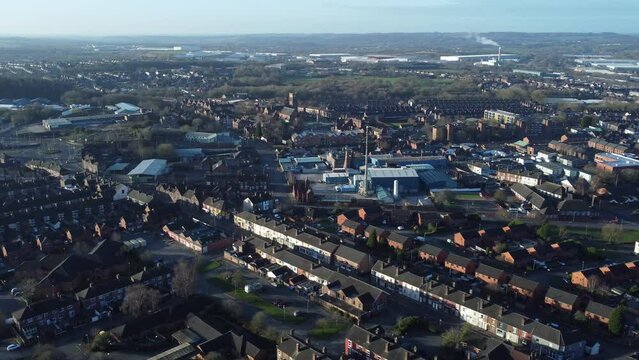 Stoke on Trent Housing Panning Shot Drone 4K