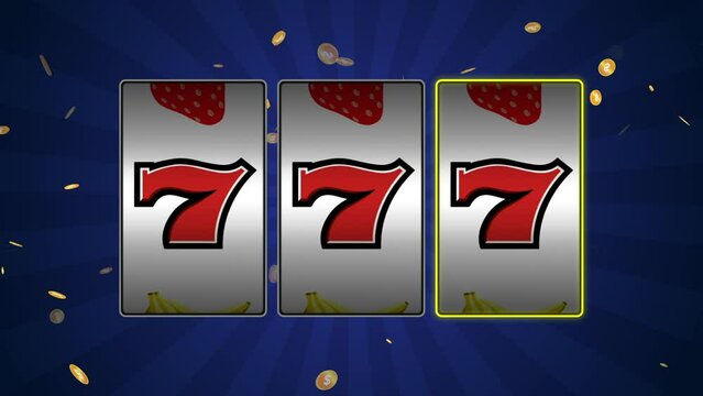 Slot Machine Background with Jackpot and gold coins falling down  at the end. Win Slot Machine
