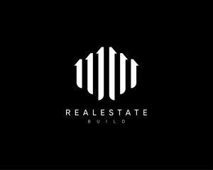 Real estate logo design composition. Modern building, apartment, residence, architecture, planning and structure vector design symbol.