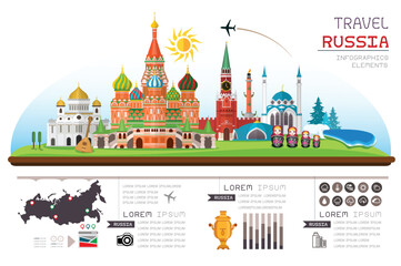 Info graphics travel and landmark russia template design. Concept Vector Illustration - obrazy, fototapety, plakaty