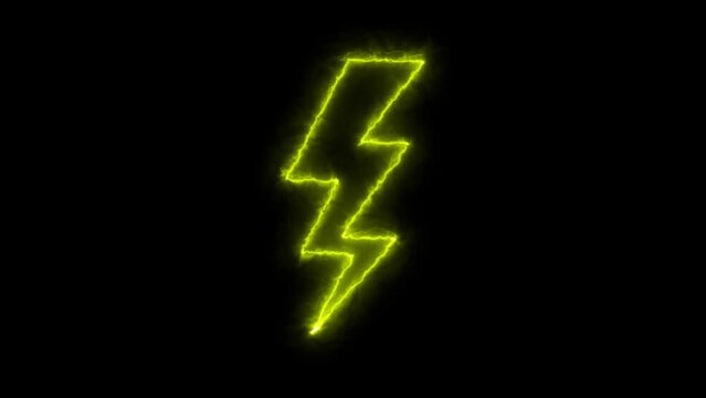 Striking Lightening Bolt Icon with Flickering Effect on Black Background
