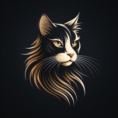 Fototapeta premium cat avatar minimalist outline graphic