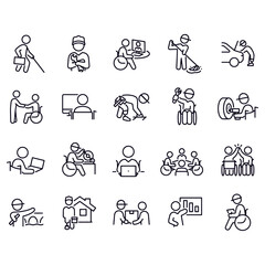 People With Disabilities Working Jobs icons vector design