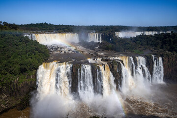 Fototapeta premium Iguazu Waterfalls, one of the new seven natural wonders of the world in all its beauty viewed from the Brazilian side - traveling South America 