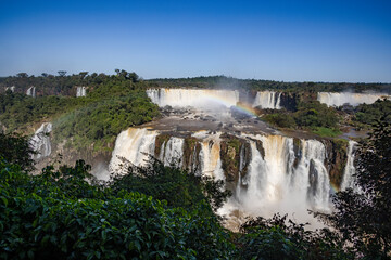 Fototapeta premium Iguazu Waterfalls, one of the new seven natural wonders of the world in all its beauty viewed from the Brazilian side - traveling South America 