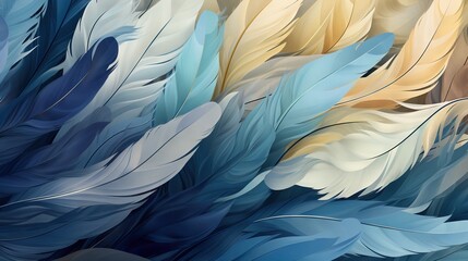 Fototapeta na wymiar a close up of a bunch of blue and yellow feathers. generative ai
