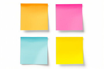 Fototapeta premium Collection of different colored sheets of note papers with curled corner, ready for your message. Realistic illustration. Isolated on white background. Front view. Close up. Set. High quality photo