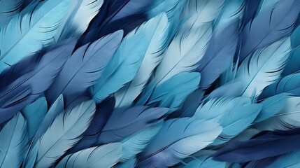  a large group of blue feathers with white feathers on them.  generative ai