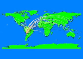 Naklejka premium Vibrant Taltal, Chile map - Export concept map for Taltal, Chile on World map. Suitable for export concepts. File is suitable for digital editing and prints of all sizes.