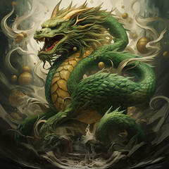 Green Dragon Celebration. Chinese New Year Art