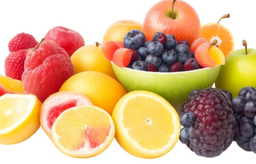 fresh fruits and berries isolated on transparent background PNG,  ai generative image 