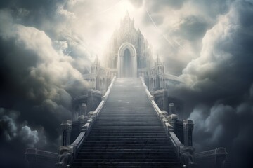 ascending the ethereal steps towards heavens gate, Generative AI