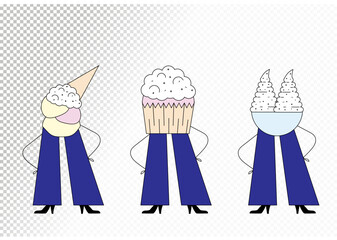 Ice cream, sweets and dessert with Woman Pants and High Heel