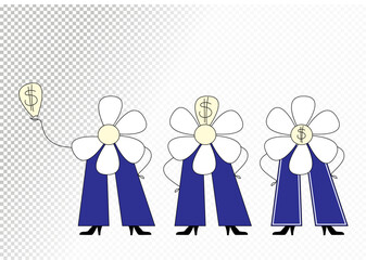 Abstract character flower with petal and dollar sign