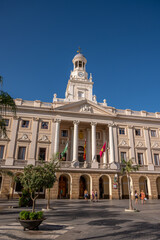 Fototapeta premium Historic city hall in Cadiz on a beautiful summer morning.